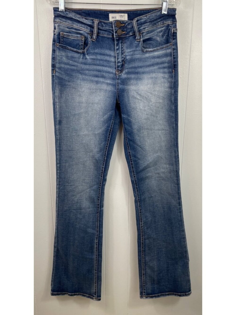 BKE Stella Mid-Rise Slim Fit Bootcut Jeans 30x33.5 Distressed Medium Wash